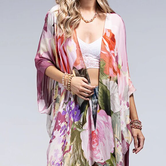 Rose Garden Dainty Floral Kimono - Picture 4 of 5